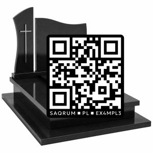 Kod QR na pomnik, nagrobek, kolumbarium + publikacja życiorysu Black-White