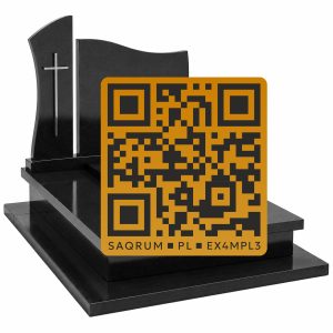 Kod QR na pomnik, nagrobek, kolumbarium + publikacja życiorysu CopperGold/Black