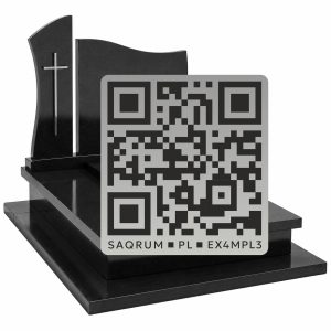 Kod QR na pomnik, nagrobek, kolumbarium + publikacja życiorysu Silver-Black