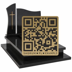 Kod QR na pomnik, nagrobek, kolumbarium + publikacja życiorysu Gold-Black