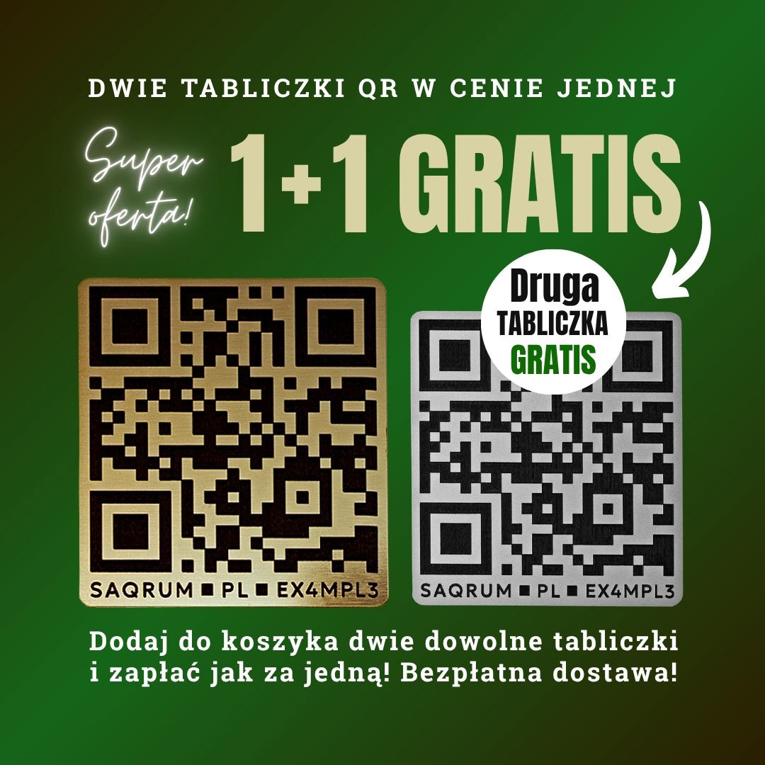 Tabliczka kod QR promocja 1+1 gratis