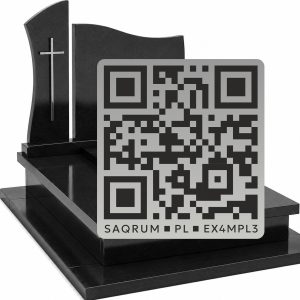 Kod QR na pomnik, nagrobek, kolumbarium + publikacja życiorysu Silver-Black